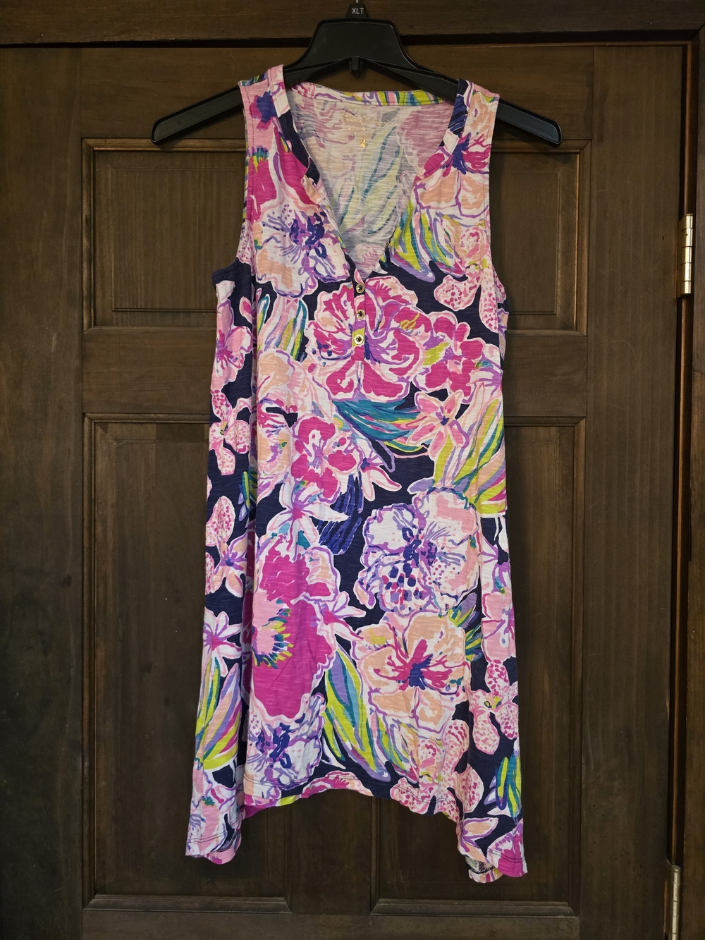 O Lilly Pulitzer Pink Floral Asymmetrical Sleeveless Dress "Havana"style.
